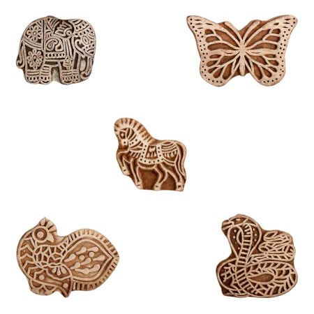 Set of 5 Piece New Mix Wooden Printing Block